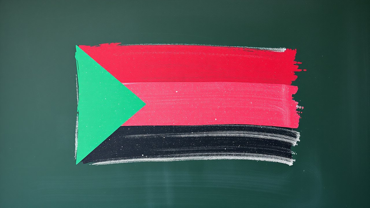Flag of Sudan 🇸🇩 in chalk on blackboard style