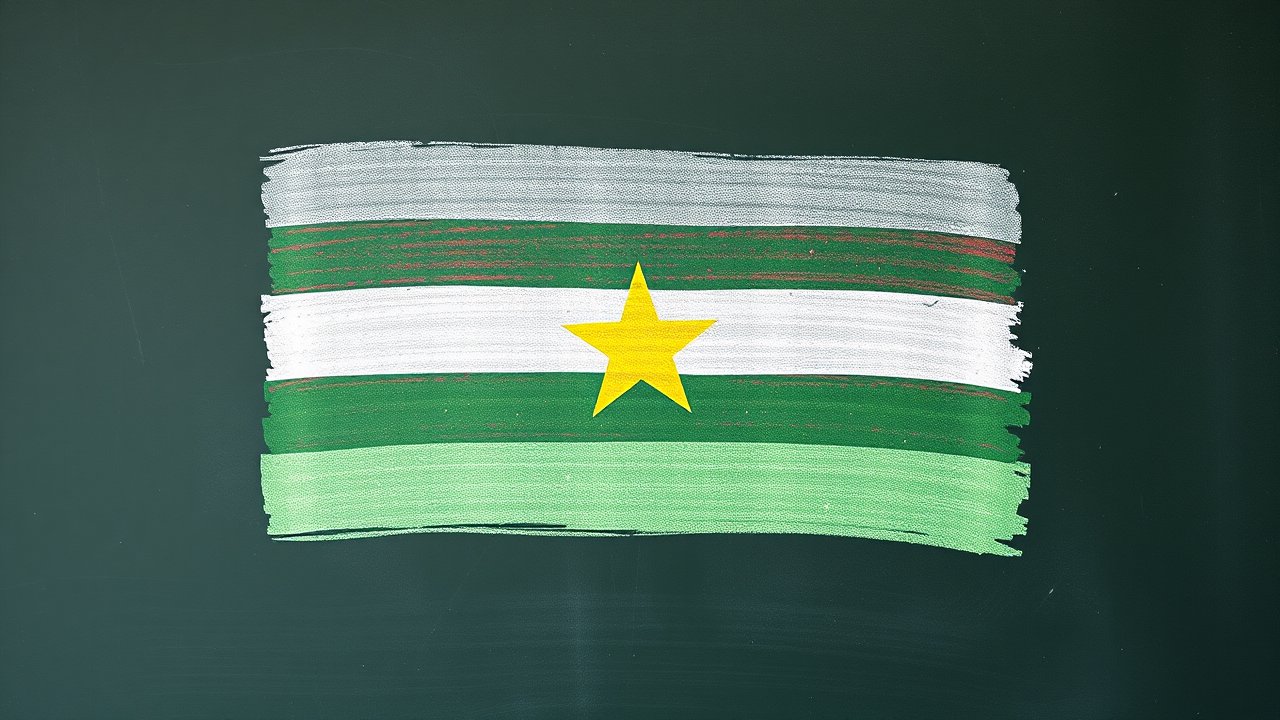 Flag of Suriname 🇸🇷 in chalk on blackboard style