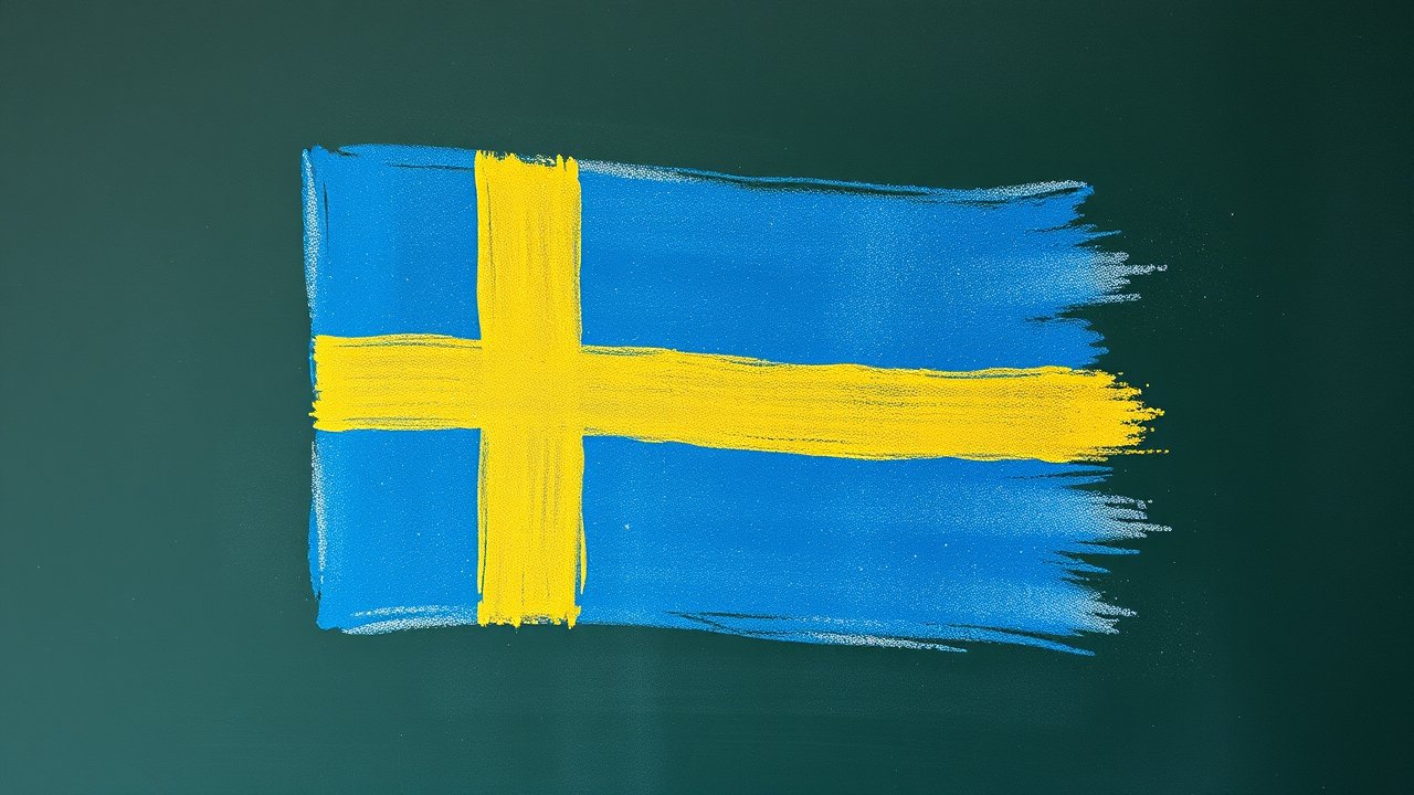 Flag of Sweden 🇸🇪 in chalk on blackboard style