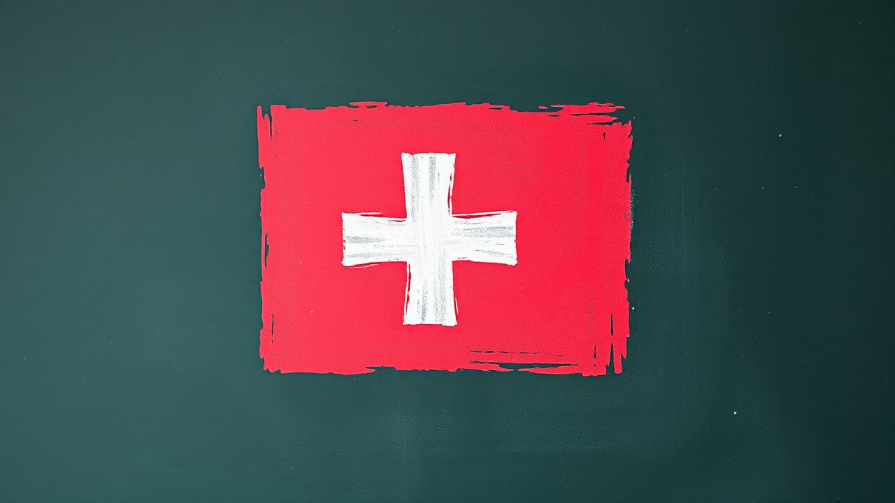Flag of Switzerland 🇨🇭 in chalk on blackboard style