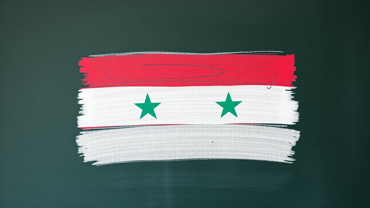 Flag of Syria 🇸🇾 in chalk on blackboard style