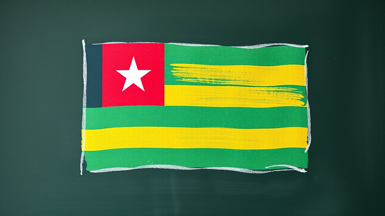 Flag of Togo 🇹🇬 in chalk on blackboard style