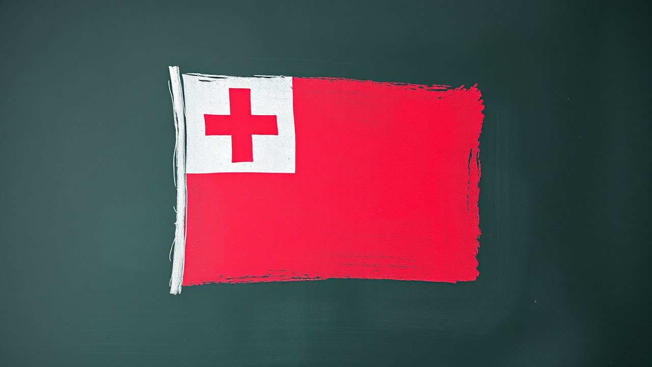 Flag of Tonga 🇹🇴 in chalk on blackboard style