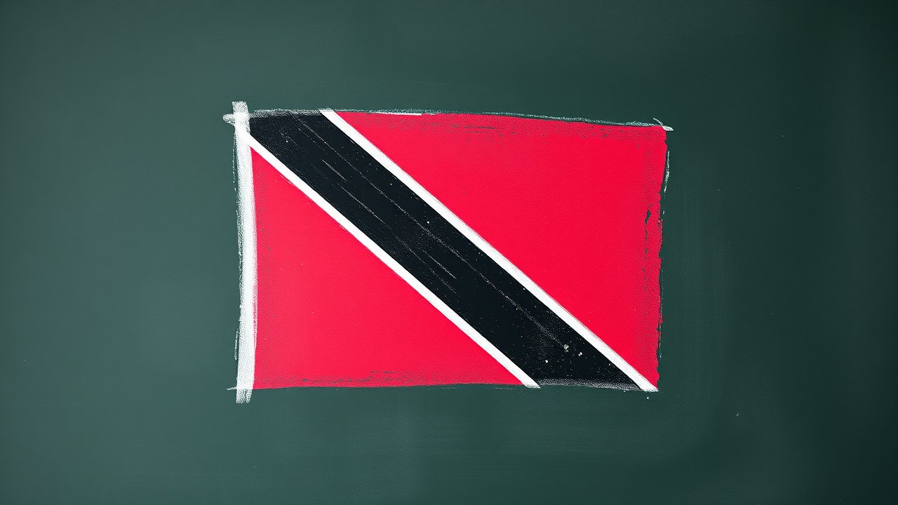 Flag of Trinidad and Tobago 🇹🇹 in chalk on blackboard style