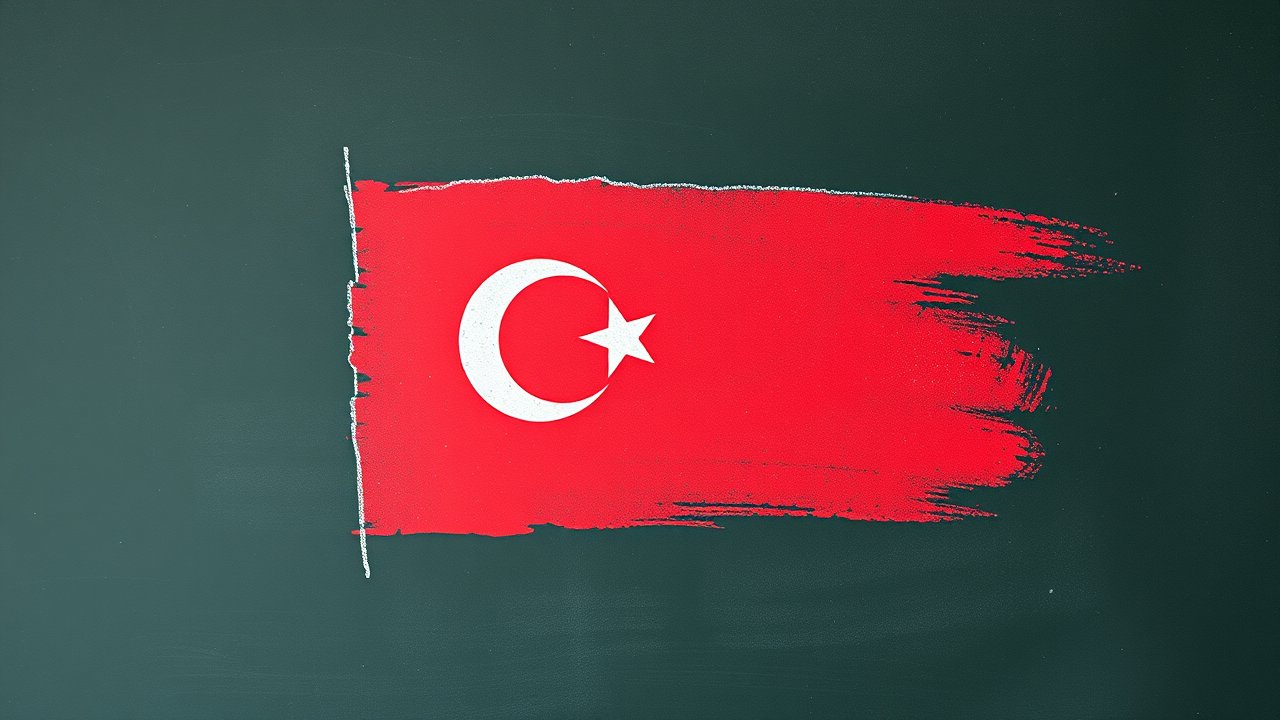 Flag of Turkey 🇹🇷 in chalk on blackboard style