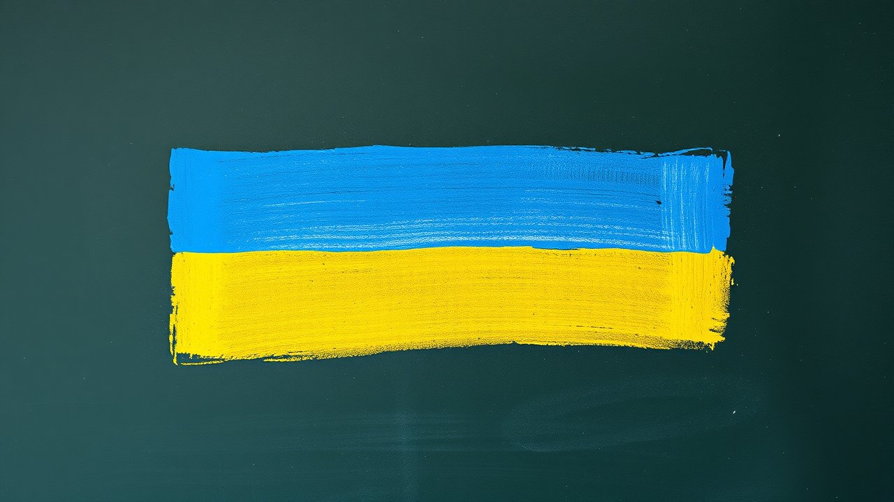 Flag of Ukraine 🇺🇦 in chalk on blackboard style