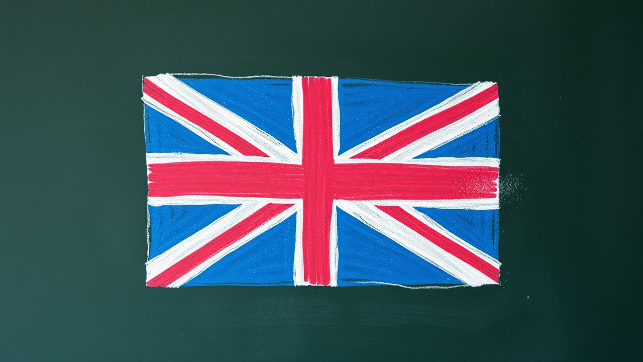 Flag of United Kingdom 🇬🇧 in chalk on blackboard style