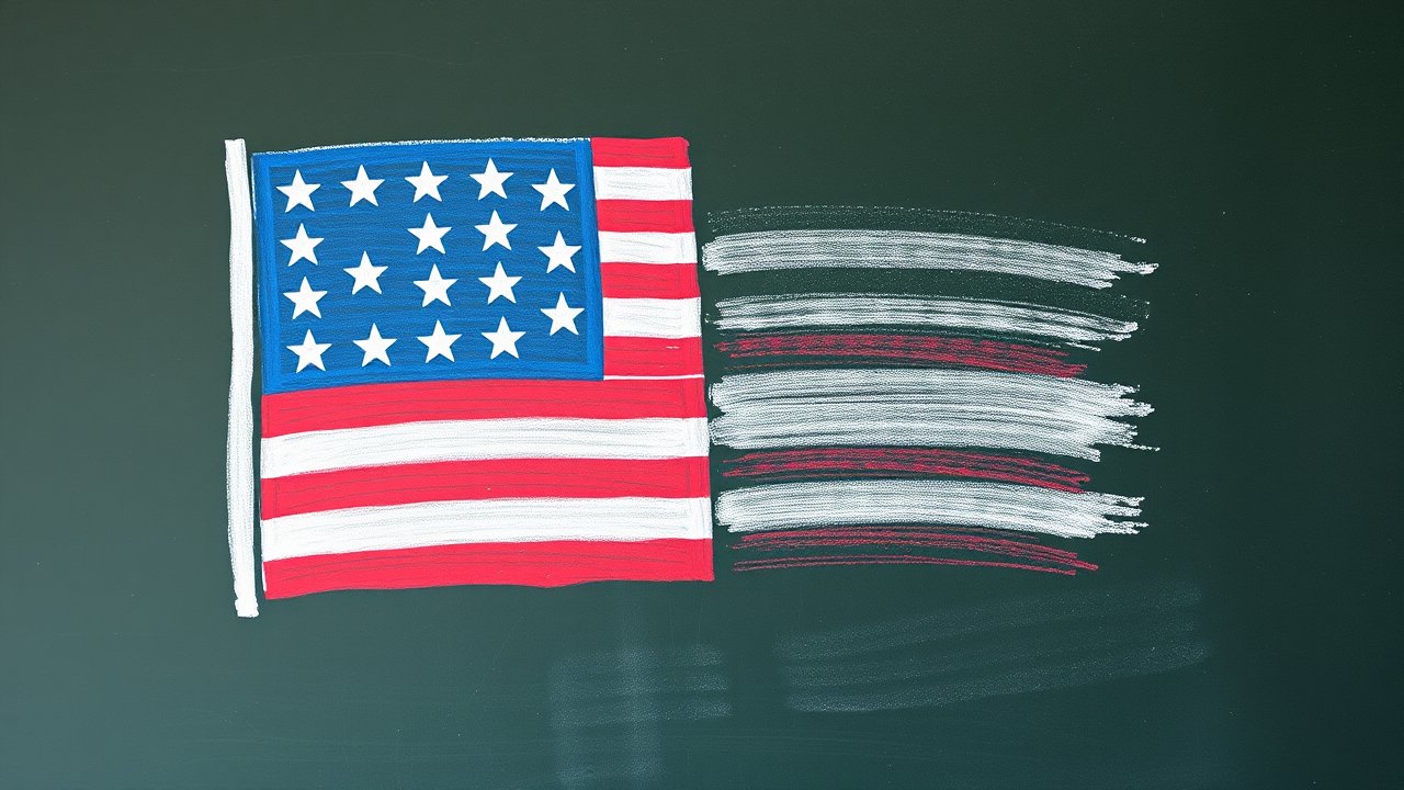 Flag of United States 🇺🇸 in chalk on blackboard style