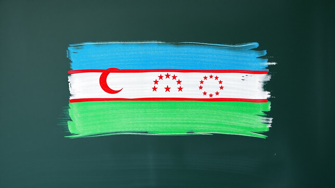 Flag of Uzbekistan πΊπΏ in chalk on blackboard style