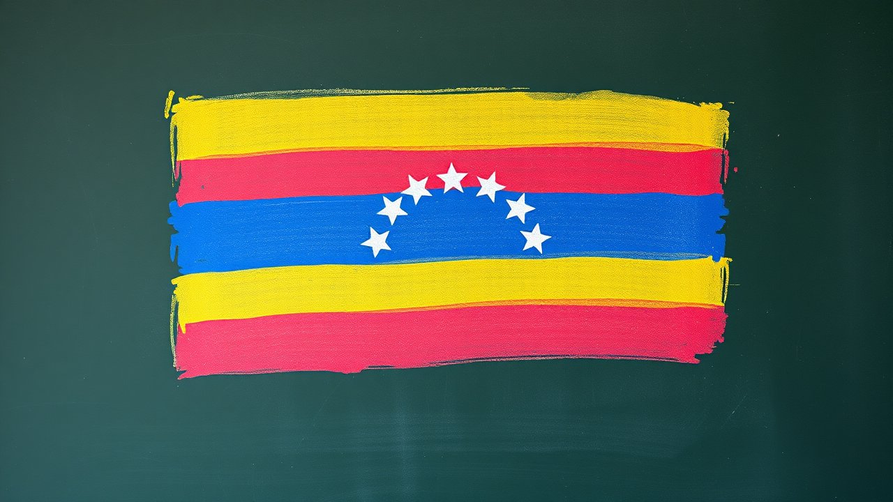 Flag of Venezuela 🇻🇪 in chalk on blackboard style