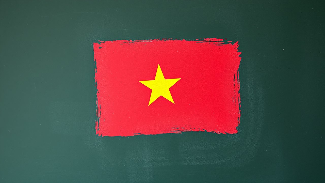 Flag of Vietnam 🇻🇳 in chalk on blackboard style