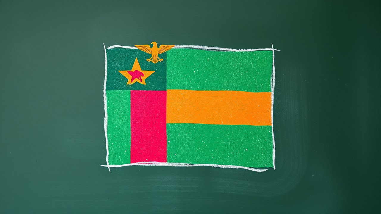 Flag of Zambia 🇿🇲 in chalk on blackboard style