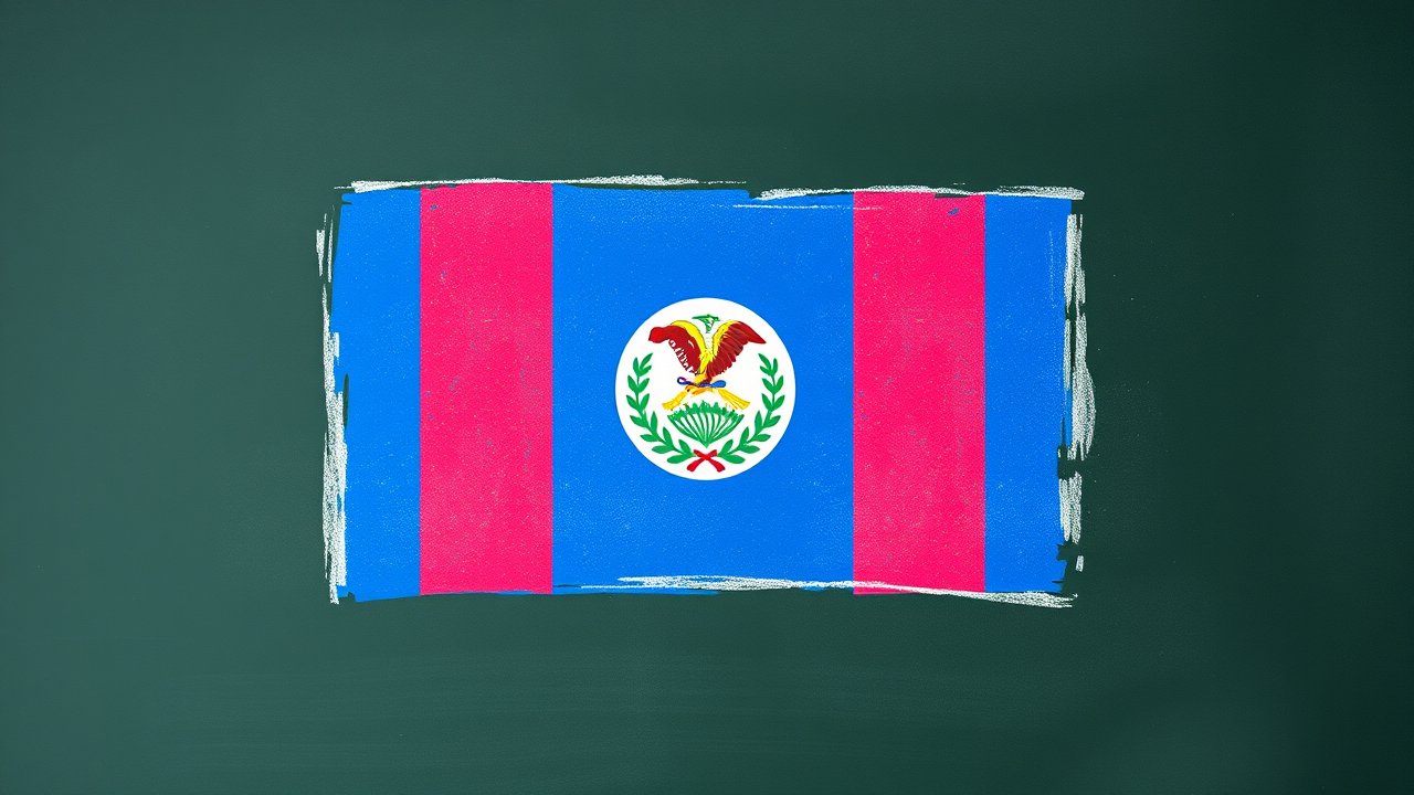 Flag of Belize 🇧🇿 in chalk on blackboard style