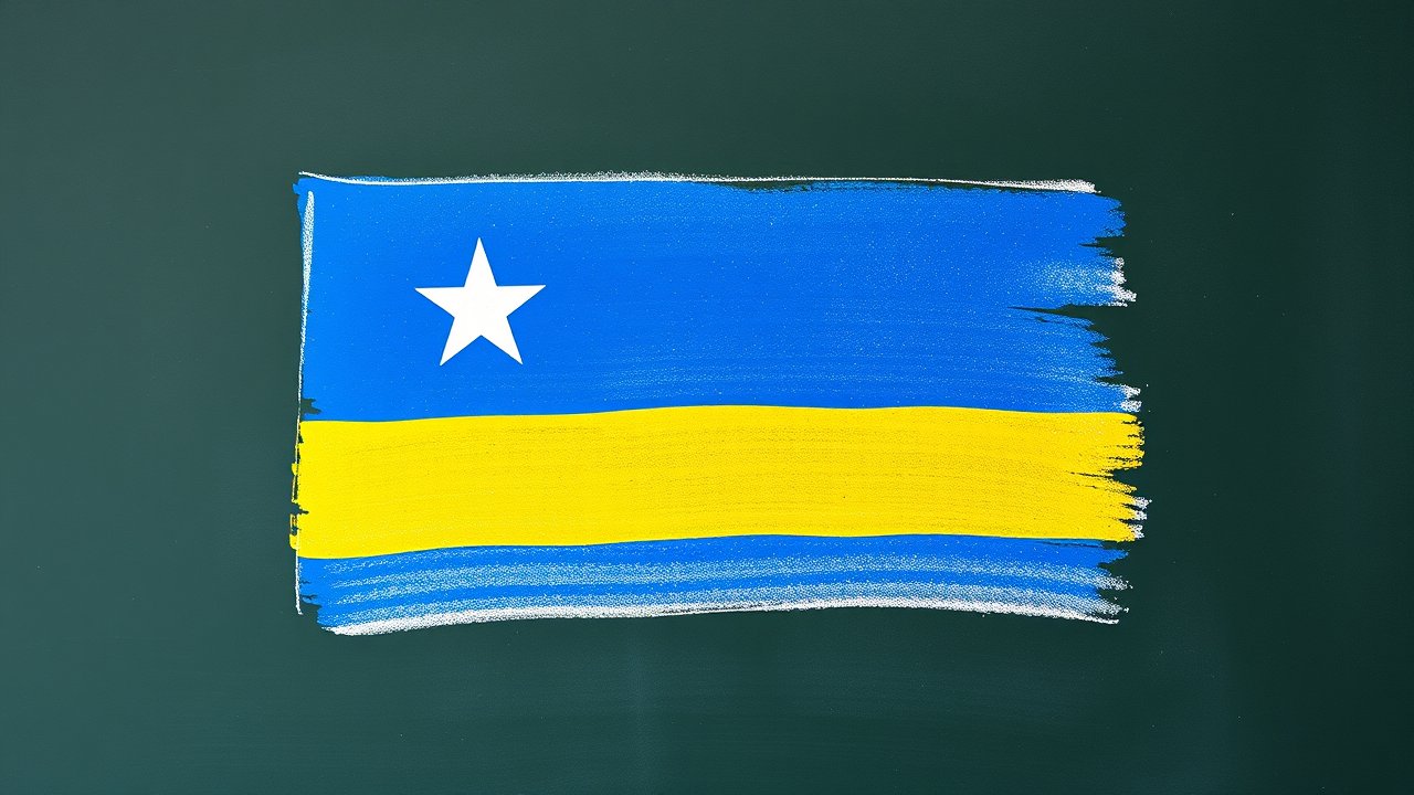 Flag of Curaçao 🇨🇼 in chalk on blackboard style
