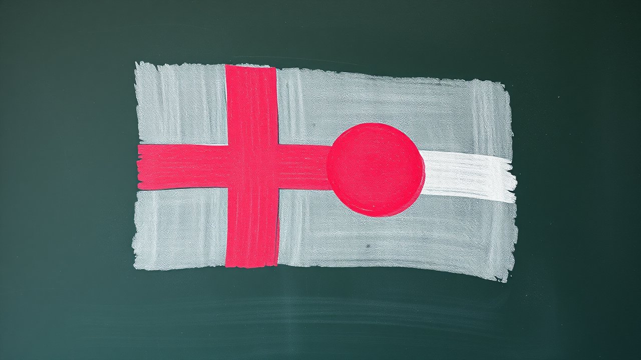 Flag of Greenland 🇬🇱 in chalk on blackboard style