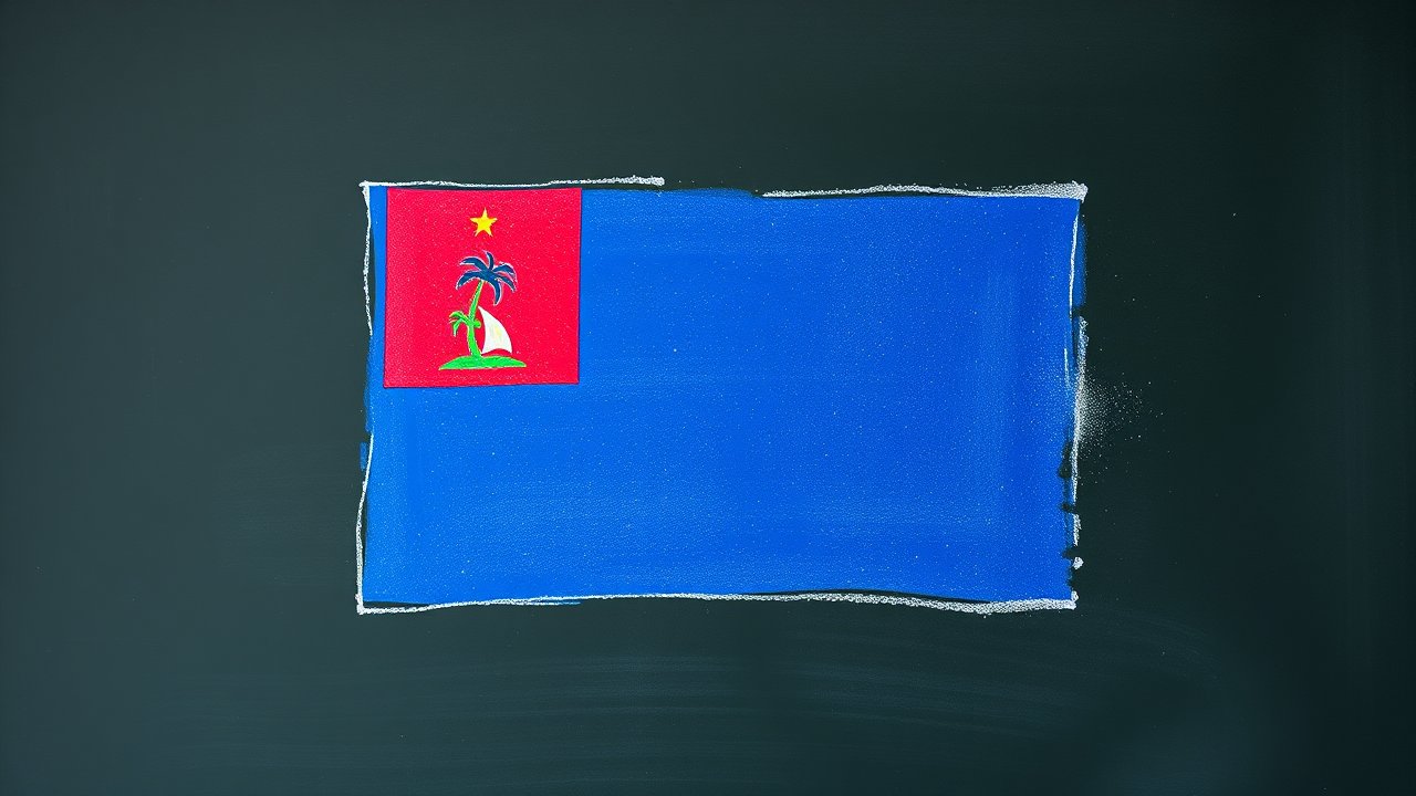 Flag of Guam 🇬🇺 in chalk on blackboard style