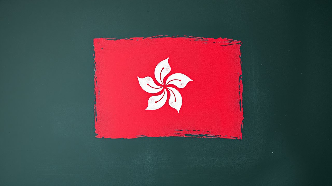 Flag of Hong Kong 🇭🇰 in chalk on blackboard style
