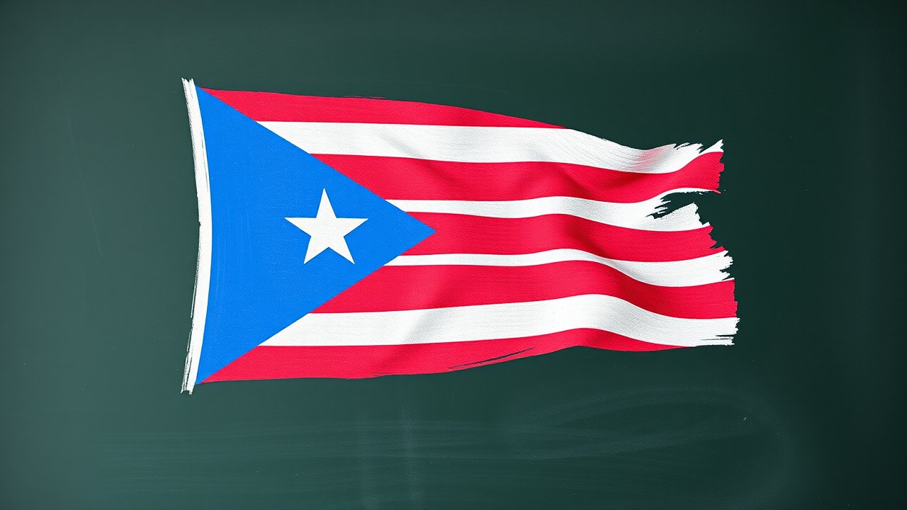 Flag of Puerto Rico 🇵🇷 in chalk on blackboard style