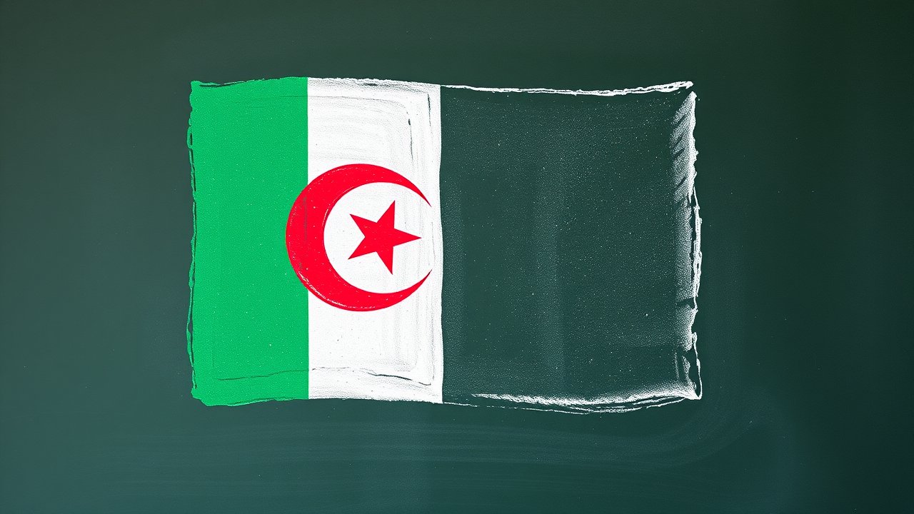 Flag of Algeria 🇩🇿 in chalk on blackboard style