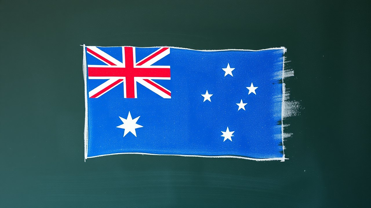 Flag of Australia 🇦🇺 in chalk on blackboard style
