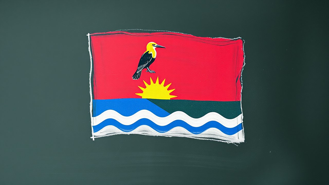 Flag of Kiribati 🇰🇮 in chalk on blackboard style