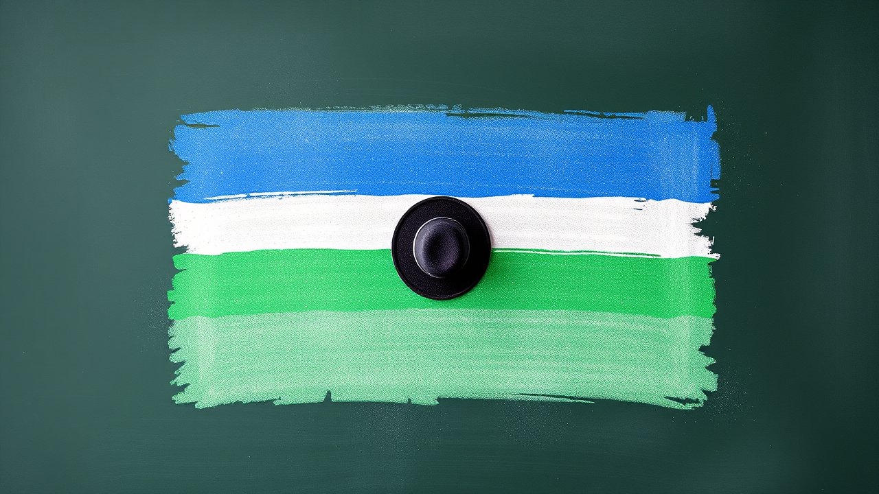 Flag of Lesotho 🇱🇸 in chalk on blackboard style