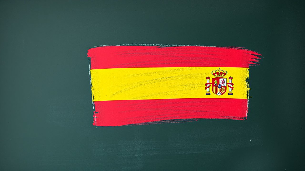 Flag of Spain 🇪🇸 in chalk on blackboard style