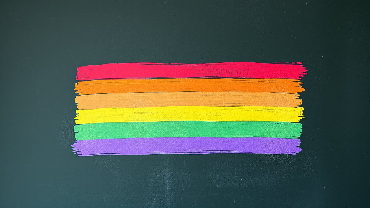 Flag of Pride 🏳️‍🌈 (Rainbow) in chalk on blackboard style