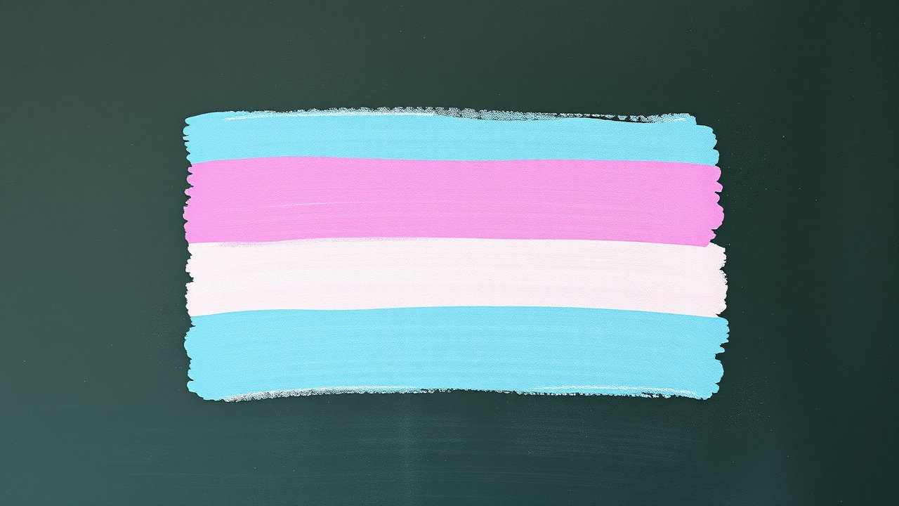 Flag of Transgender (trans) 🏳️‍⚧️ in chalk on blackboard style