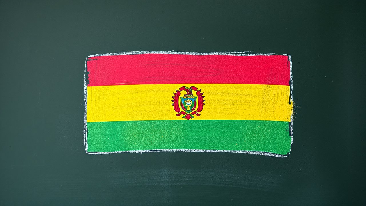 Flag of Bolivia 🇧🇴 in chalk on blackboard style