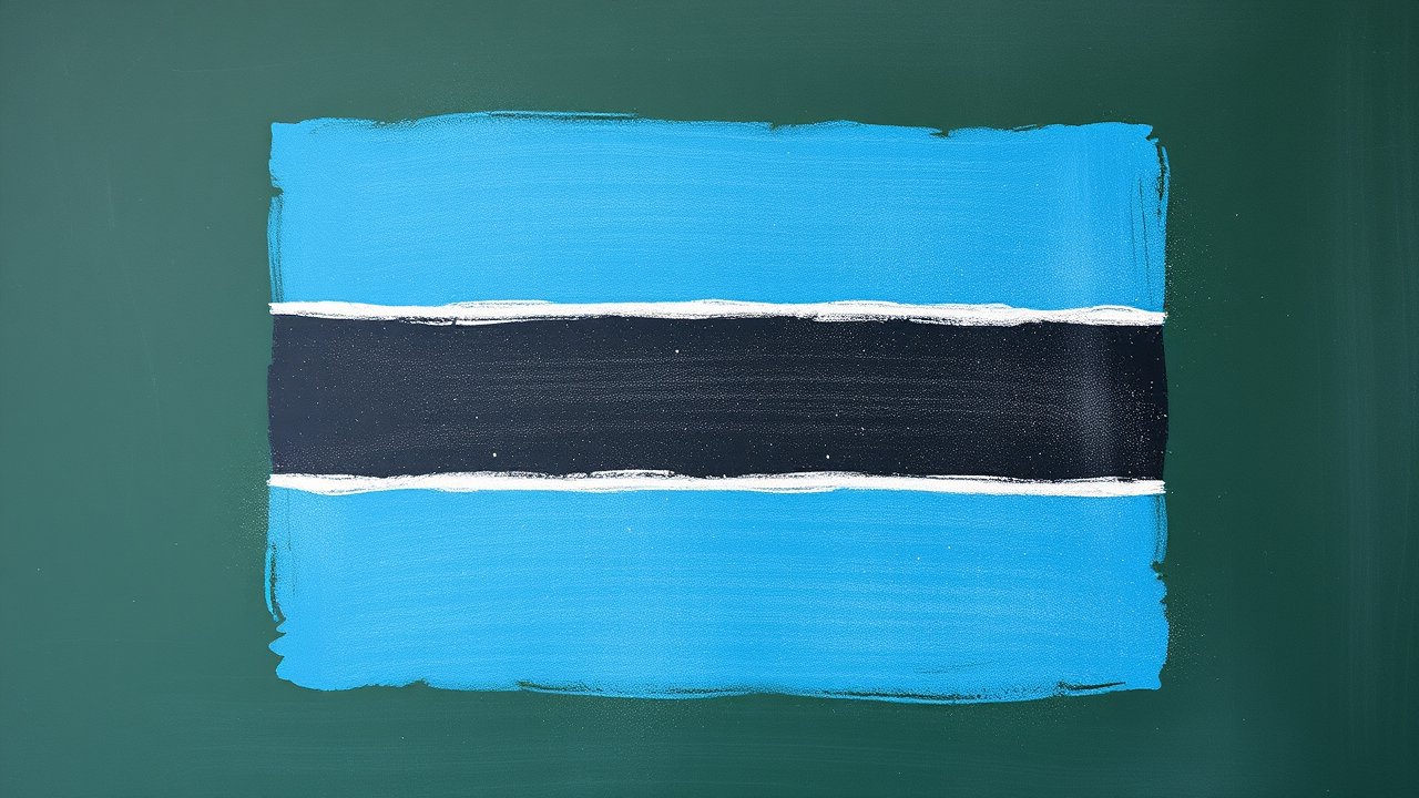 Flag of Botswana 🇧🇼 in chalk on blackboard style