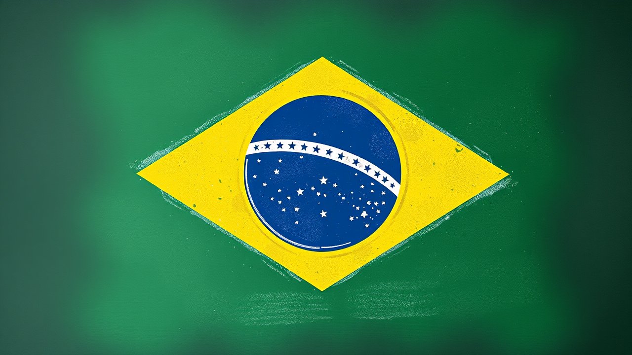 Flag of Brazil 🇧🇷 in chalk on blackboard style