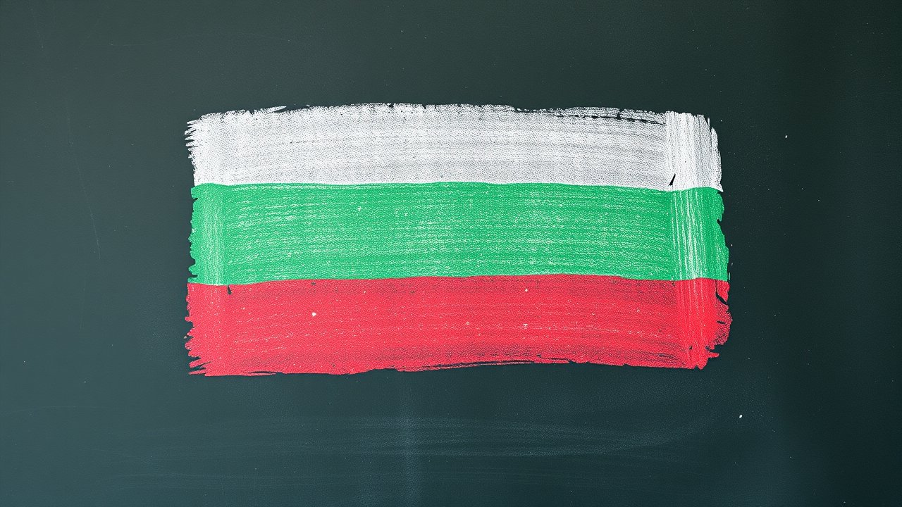 Flag of Bulgaria 🇧🇬 in chalk on blackboard style