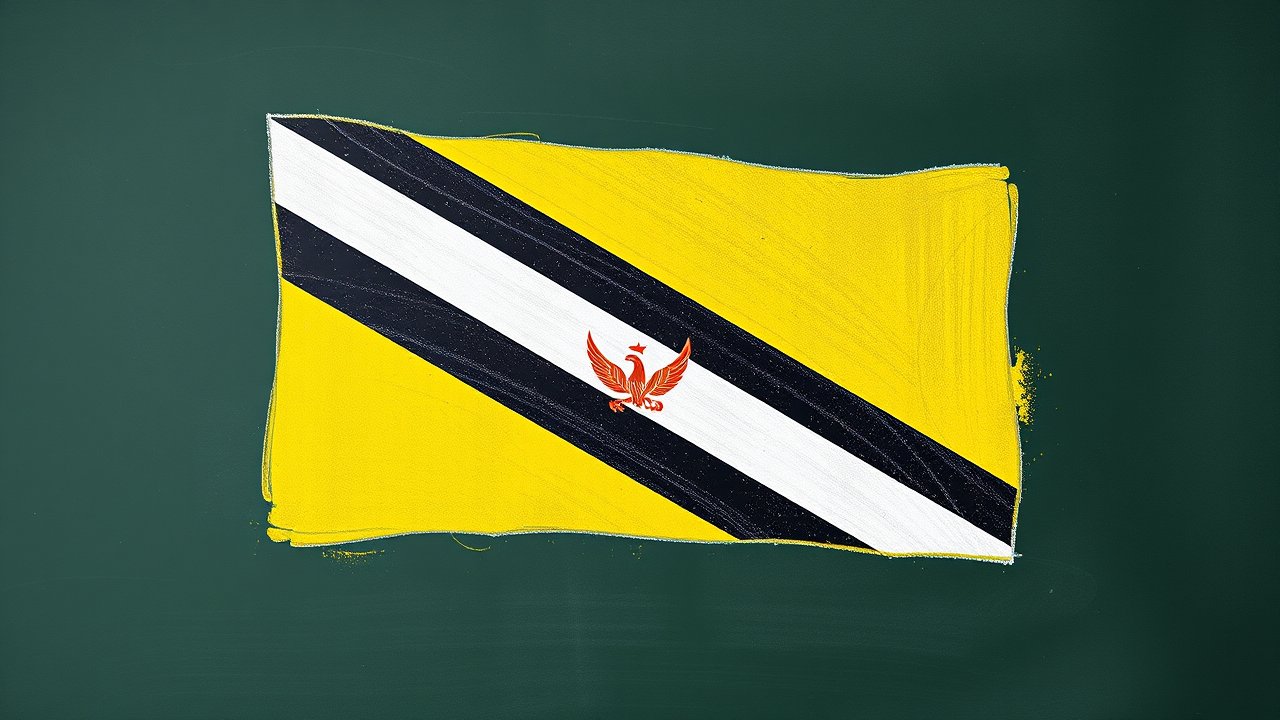 Flag of Brunei 🇧🇳 in chalk on blackboard style