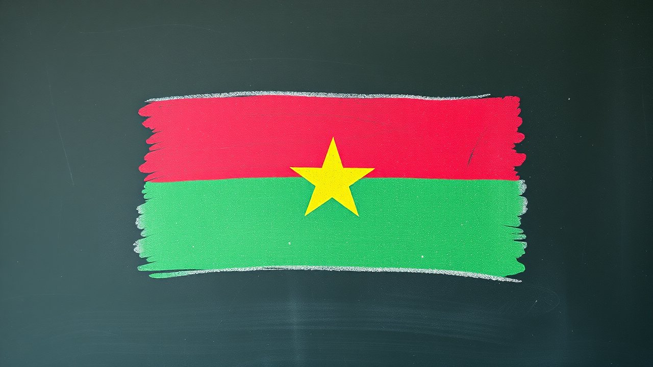 Flag of Burkina Faso 🇧🇫 in chalk on blackboard style