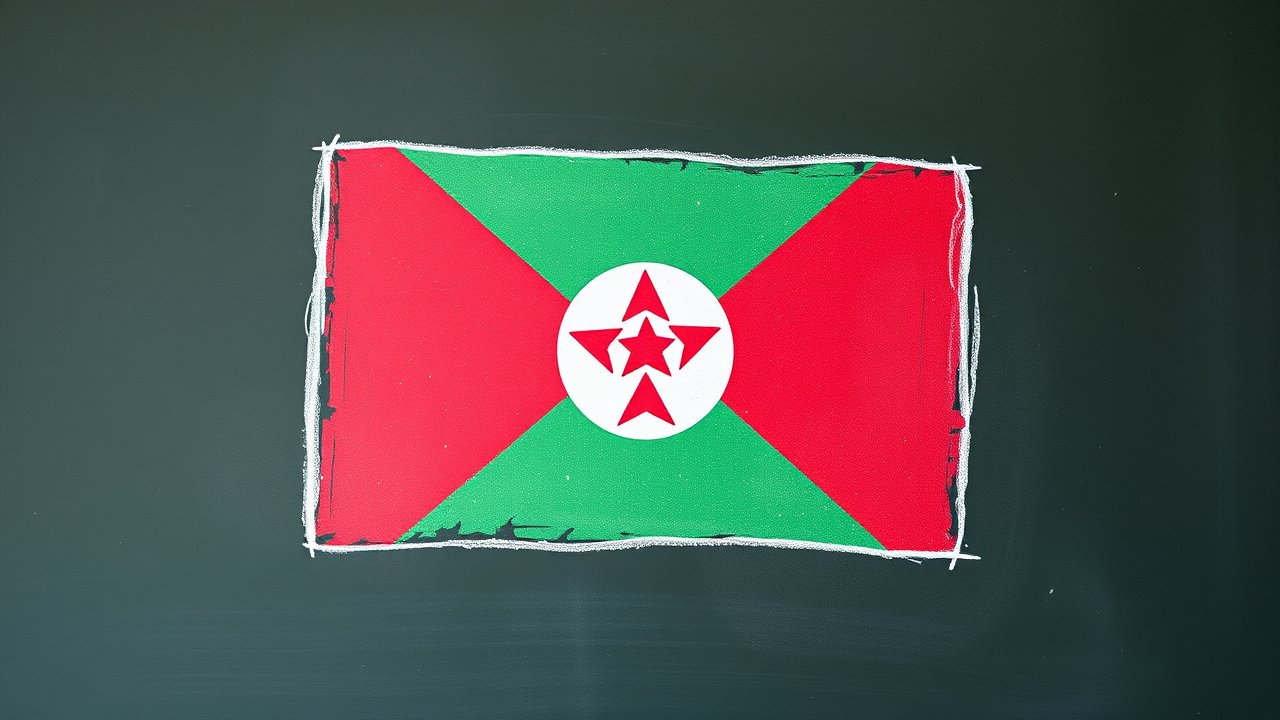 Flag of Burundi 🇧🇮 in chalk on blackboard style