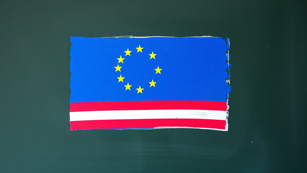 Flag of Cape Verde 🇨🇻 in chalk on blackboard style