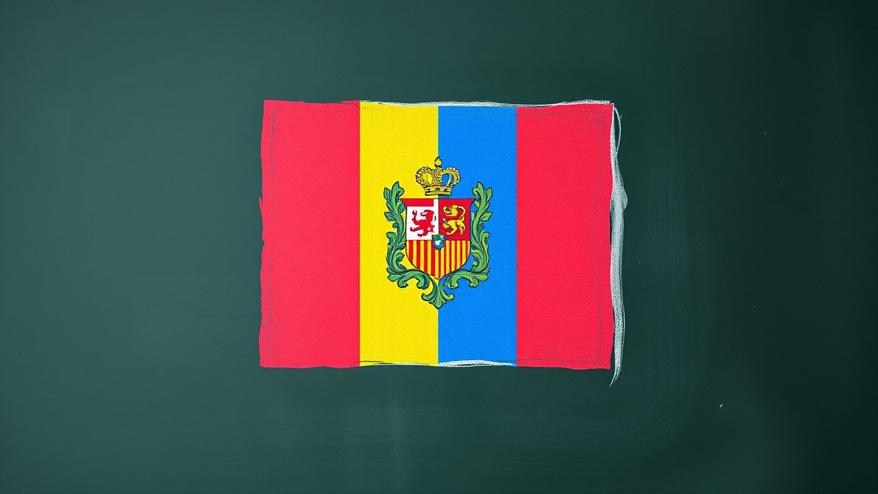 Flag of Andorra 🇦🇩 in chalk on blackboard style