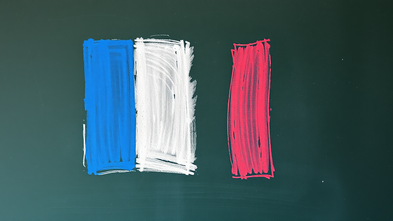 Flag of France in chalk on blackboard style