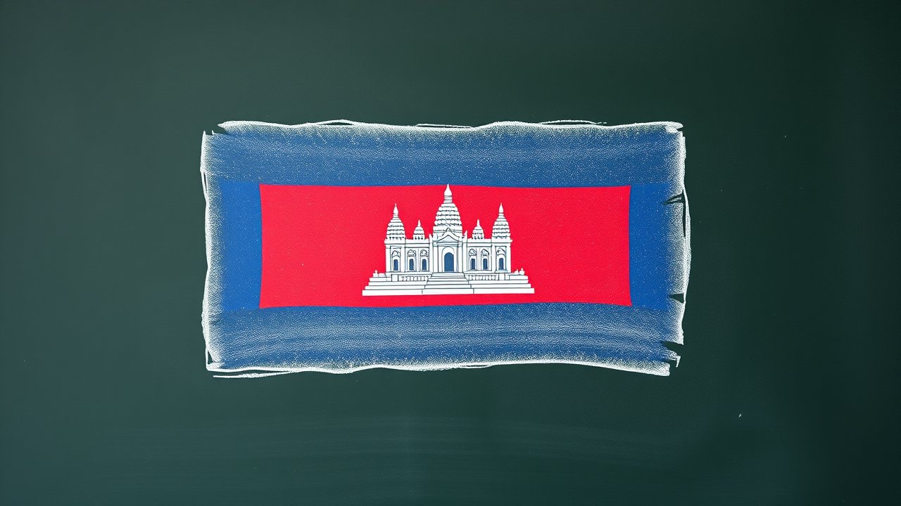 Flag of Cambodia 🇰🇠in chalk on blackboard style