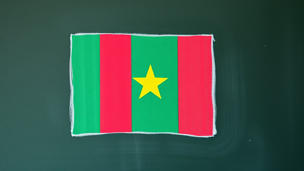 Flag of Cameroon 🇨🇲 in chalk on blackboard style