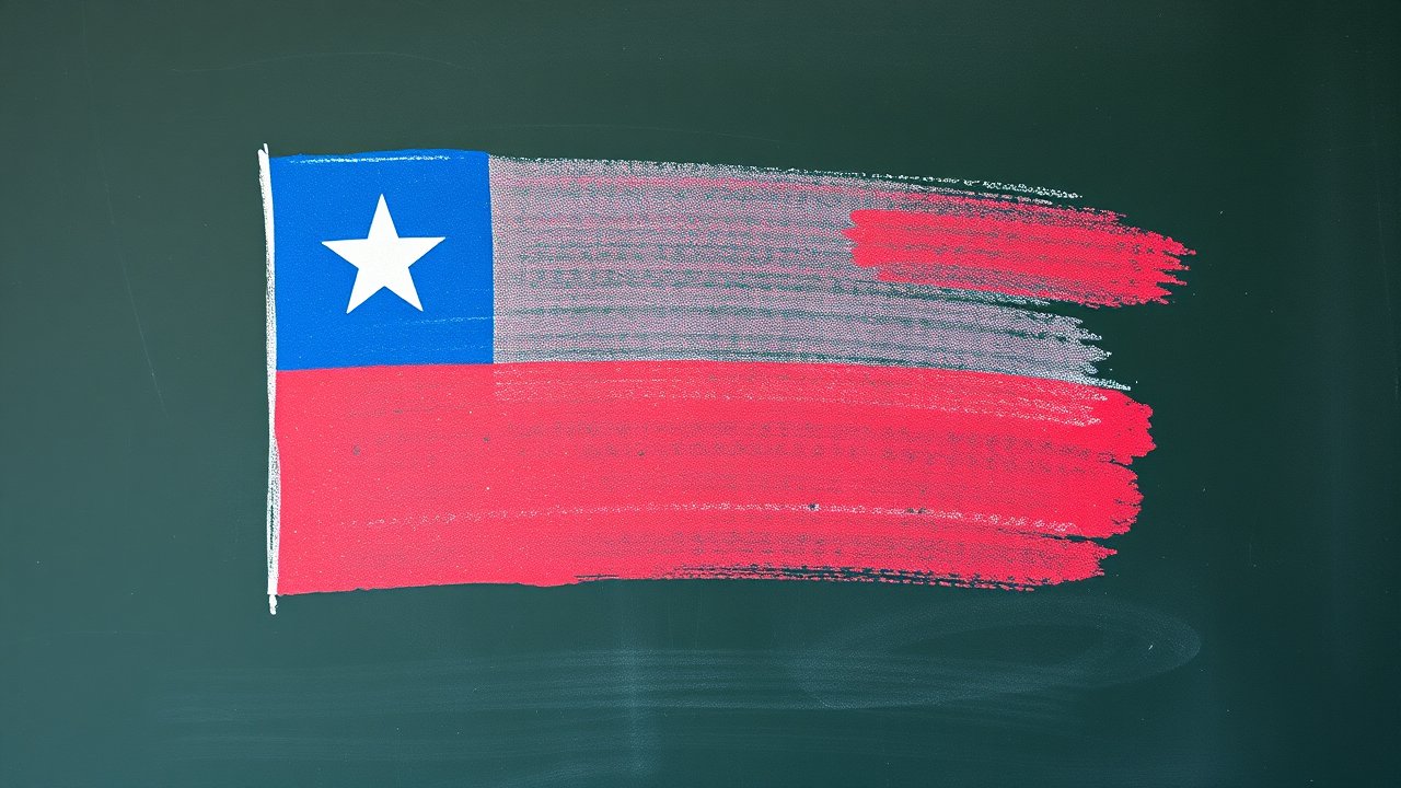 Flag of Chile 🇨🇱 in chalk on blackboard style