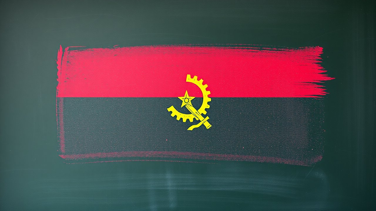 Flag of Angola 🇦🇴 in chalk on blackboard style