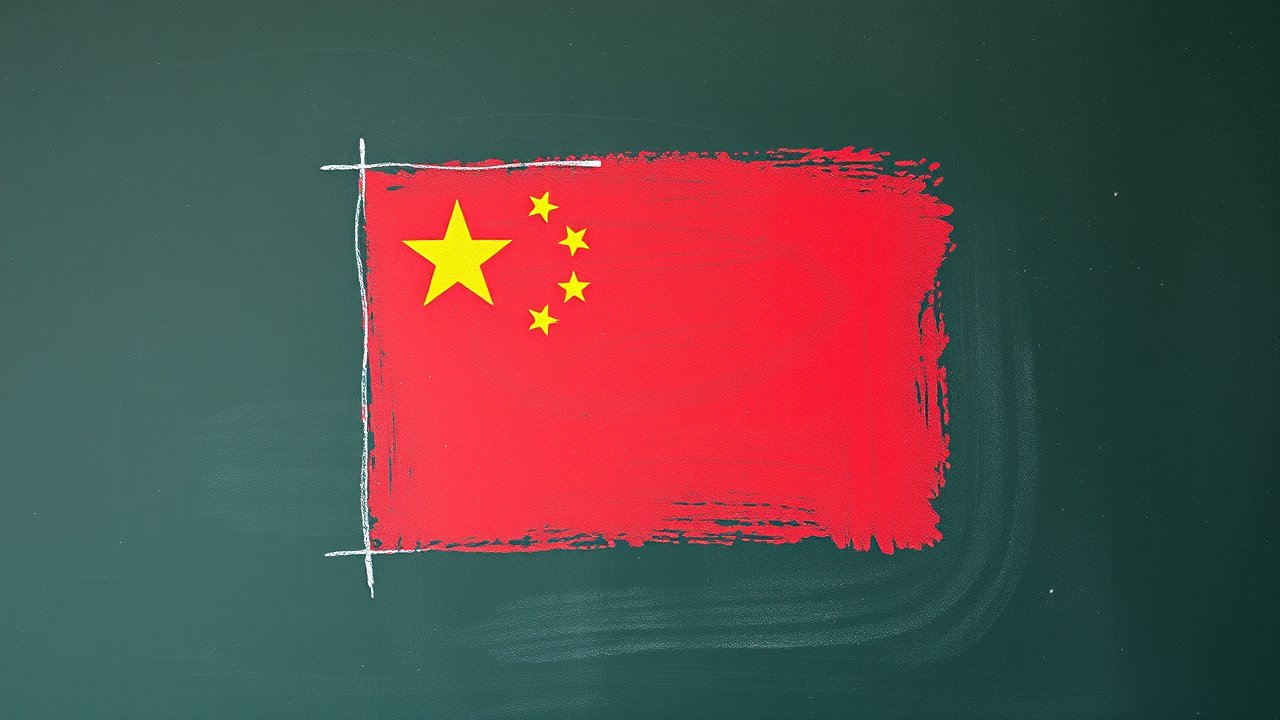 Flag of China 🇨🇳 in chalk on blackboard style