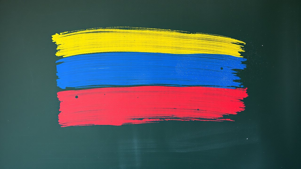 Flag of Colombia 🇨🇴 in chalk on blackboard style