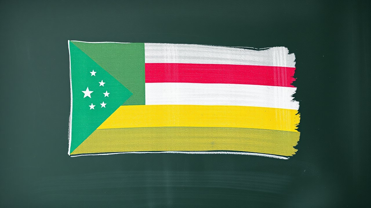 Flag of Comoros 🇰🇲 in chalk on blackboard style