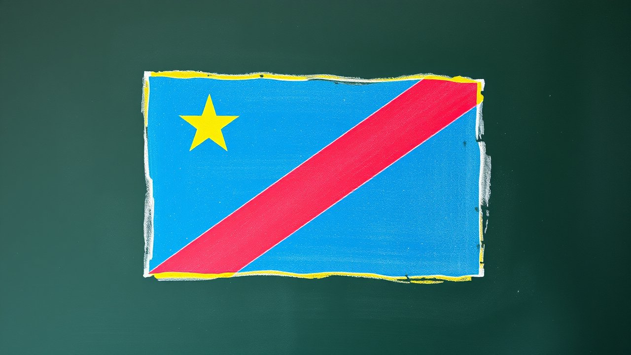 Flag of Democratic Republic of the Congo 🇨🇩 in chalk on blackboard style
