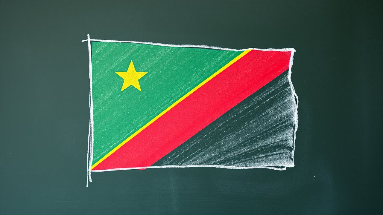 Flag of Congo 🇨🇬 in chalk on blackboard style