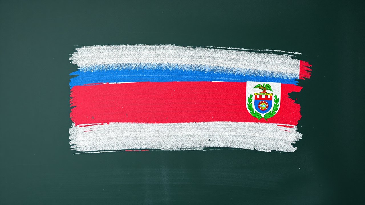 Flag of Costa Rica 🇨🇷 in chalk on blackboard style