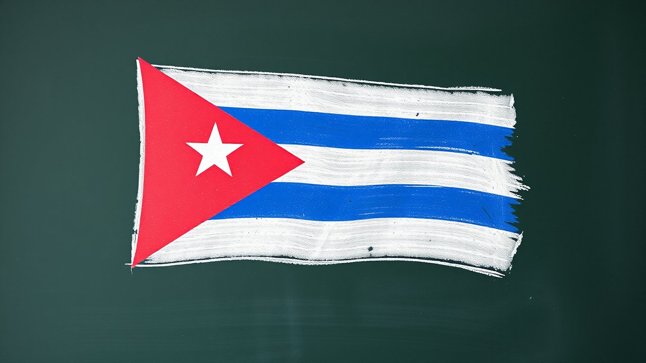 Flag of Cuba 🇨🇺 in chalk on blackboard style